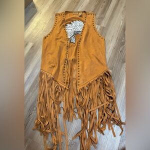 Wrangler Tan fringe Vest with Studs